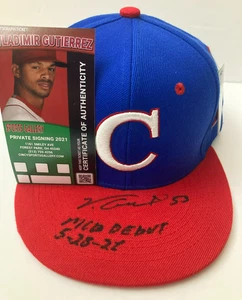 SCHÖNE VLADIMIR GUITARREZ Kuba SIGNIERTE Mütze Cuban Cincinnati Reds 2021 MLB DEBÜT COA - Bild 1 von 10
