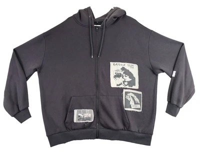 Sudadera De Colección Alto Emo Con Capucha Cremallera Completa Para Hombre L Gris Gráfico Patinador Golpeado Foto 1 de 4