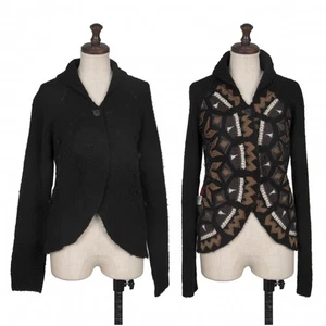 ISSEY MIYAKE HaaT Patch Embroidery Reversible Cardigan Size 2(K-131596) - Picture 1 of 12