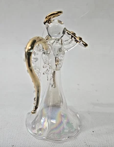 Avon Clear Glass Christmas Angel Ornament Gold Accent - Picture 1 of 4