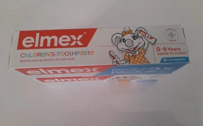 Elmex Toothpaste Children Kids Amine Fluoride 0-6 Years, 2 x 50ml