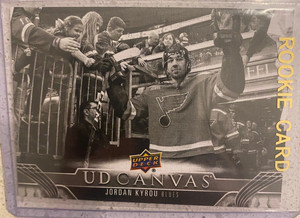 JORDAN KYROU 2023-24 UPPER DECK SERIES 1 BLACK & WHITE UD CANVAS SP #C69 BLUES!