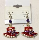 Red Hats With A Purple Band Beaded Stainless Steel Earrings
