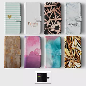 CASE FOR IPHONE 15 14 13 12 11 SE PRO  WALLET FLIP PHONE COVER HEART MARBLE PINK - Picture 1 of 10