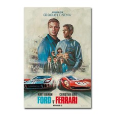 Ford v Ferrari Movie Christian Bale Car Art Silk Canvas Poster Print 24x36inch