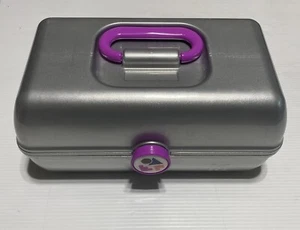 On The go Girl Caboodles Organizer Make-up Accessory Case Silver/Purple USA Made - Picture 1 of 8
