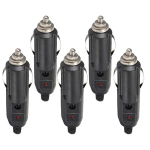 5Pcs Male Car Cigarette Lighter Socket Plug Connectors With Fuse PVC Red LED G - Picture 1 of 9