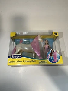 BREYER Freedom Series-Magical Unicorn Sky & Fantasy Rider Doll Meadow-New In Box - Bild 1 von 6