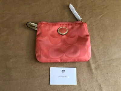 Coach Bolsa 5X7" Lazo Cremallera Top Bolso Monedero Accesorio Cartera Melocotón Lona Logo Foto 1 de 4