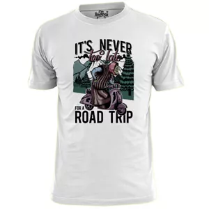 Mens It's Never Too Late To Take A Road Trip Scooter T Shirt Vespa Lambretta - Picture 1 of 2