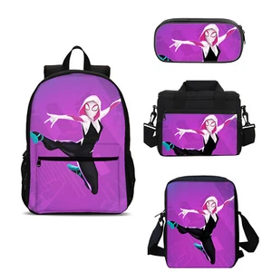 Spider Gwen Students Backpack Set Kids Crossbody Bag Lunch Bag Pencil Case Gift