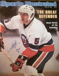 DENIS POTVIN AUTO NEW YORK ISLANDERS 16X20 SPORTS ILLUSTRATED PHOTO W/HOF 91 - Picture 1 of 2