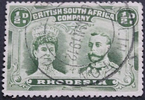 Rhodesia Double Head Halfpenny with PAULINGTON (DC) postmark - Picture 1 of 1