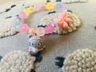 Hello Kitty Pink Snow Leopard Mascot Bracelet Sanrio Charm Rainbow Pastel Beads