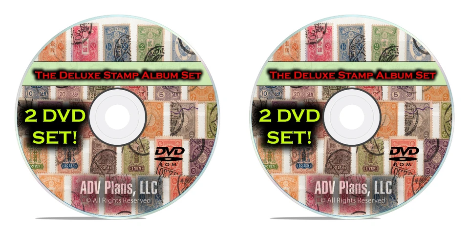 34.000 páginas de álbum de estampillas imprimibles, estampillas de Estados Unidos + del mundo, juego completo a color, 2 DVD Foto 1 de 1