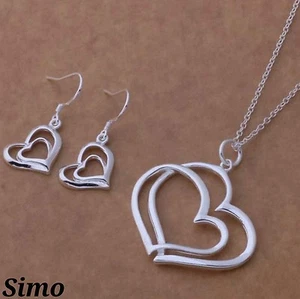 COLLANA DONNA ARGENTO 925 ORECCHINI PENDENTE CUORE REGALO SCONTI PARURE SEXY - Imagen 1 de 1