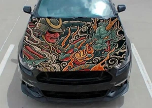 Calcomanía de vinilo gráficos para máscara de automóvil Samurai Oni; calcomanía envolvente para capucha Samurai, - Imagen 1 de 1