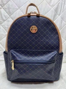 Rioni Signature (Navy Blue) Leather Round Dome Backpack NWOT - Picture 1 of 12