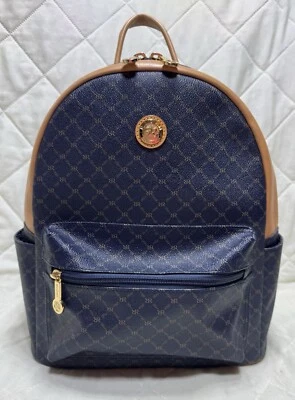 Rioni Signature (Navy Blue) Leather Round Dome Backpack NWOT - Image 1 of 4