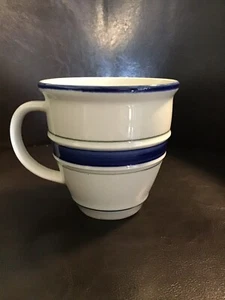 Tienshan Large Stoneware Country Crock Coffee Mug Tea Cup Blue Stripe - Picture 1 of 6