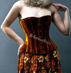 Heavy Duty Steel Boned Full Bust Waist Trainer Brown Velvet Extreme Corset Hi-73 - Picture 1 of 11