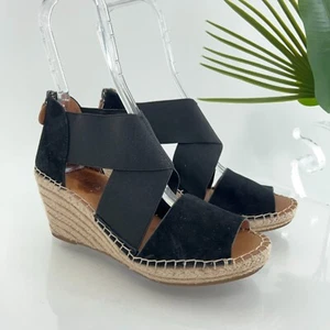 Gentle Souls Women's Colleen Sandal Size 8 Espadrille Wedge Slingback Black - Picture 1 of 14