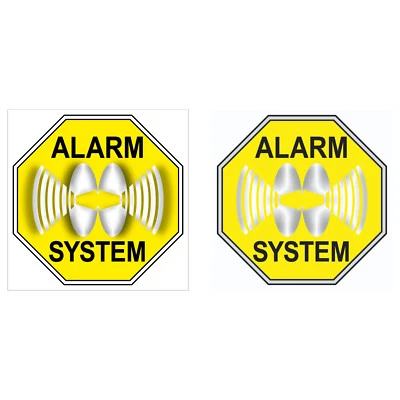 GREENIT Set Alarm System Aufkleber 5cm gelb Sticker Innen kleben beide Seiten lesbar