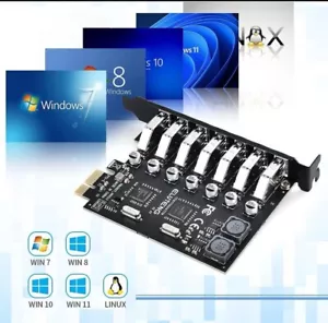 Eluteng SuperSpeed 7 Ports USB3.0 PCI-E Expansion Card Adapter, 5Gbps - Picture 1 of 7