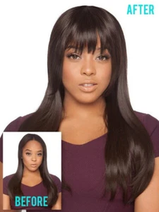LUXHAIR Sherri Shepherd Blended Clip in Bangs Extention Dark Brown - Picture 1 of 5