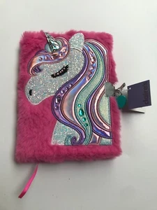 Claires Accessories Pink Unicorn Ruled A5 Notebook Lockable - Picture 1 of 3
