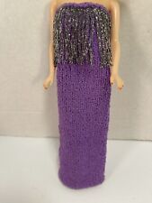 Exquisite Vintage Barbie Doll Fashion/Silver Bead Purple Gown Doll not included