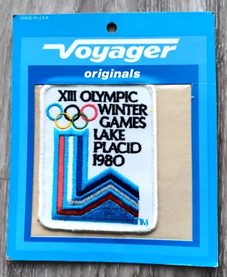 Parche con logotipo de tela bordado de los Juegos Olímpicos de Invierno Lake Placid 1980 - Nuevo de Lote Antiguo Sellado Foto 1 de 3