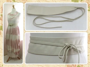 BNWT, QUIRKY, LAGENLOOK, GENUINE LEATHER, PALE BEIGE, ITALIAN, OBI, SASH BELT - Picture 1 of 12