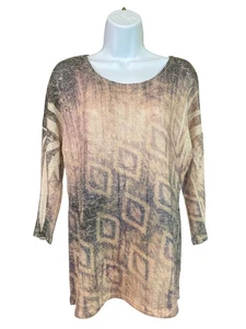 Top PerSeption Concept Boho Estampado Burnout M Beige EE. UU. Transparente Azteca Grunge Y2K - Imagen 1 de 6