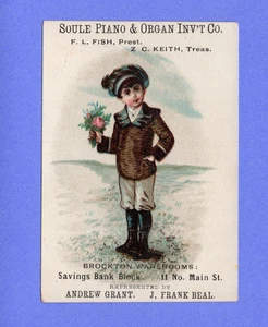 @ 1880s  Victorian Trade Card   Soule Piano & Organ Investment Co.  Brockton, MA - Picture 1 of 2
