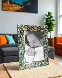 5"x7" Handmade Abalone Shell Photo Frame Luxury Shell Inlay Picture Frame Decors - Picture 1 of 7