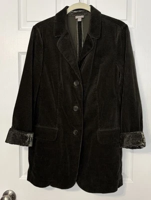 Chaqueta Blazer Jill Talla M Pequeña Verde Oliva Cordoroy Terciopelo Informal Suave Foto 1 de 4