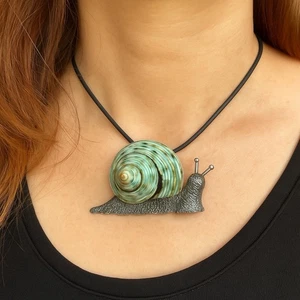 Vintage Brooch Pendant Estate Fine Jewelry Sterling Turbo Shell Artisan OOAK XXL - Picture 1 of 24