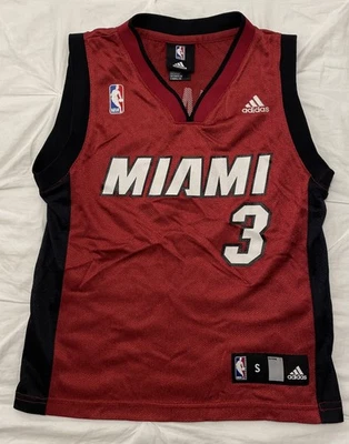 Camiseta deportiva cosida de baloncesto Adidas NBA Miami Heat Dwayne Wade roja juvenil pequeña (8) Foto 1 de 4