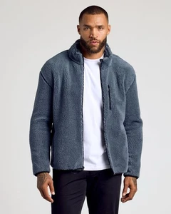 Neu mit Etikett True Classic Stormy Sherpa Jacke mit durchgehendem Reißverschluss Größe: S grau - Bild 1 von 14