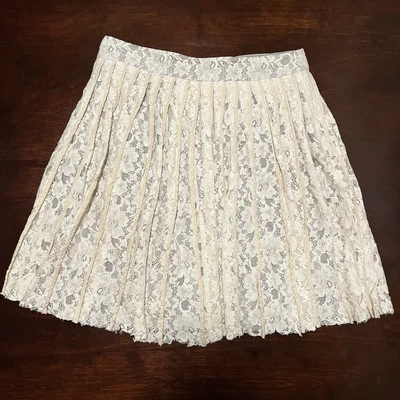 Falda de encaje Sundance Adoria para mujer 10 marfil floral plisada festival cottagecore Foto 1 de 4