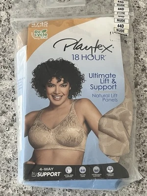 Playtex 18 Hour 44D Ultimate Lift & Support Wirefree Bra 4745 Nude 4-way Support - Image 1 of 4