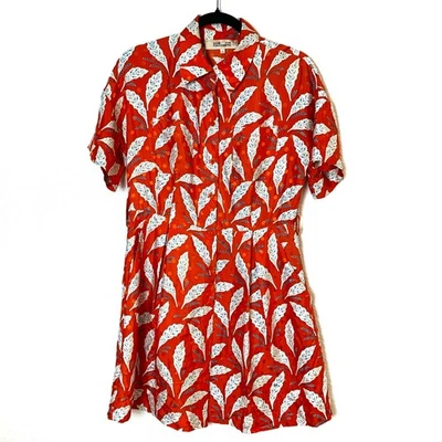 Diane Von Furstenberg Silk Shirt Dress Womens Size Small Red Blue Floral Short - Image 1 of 4