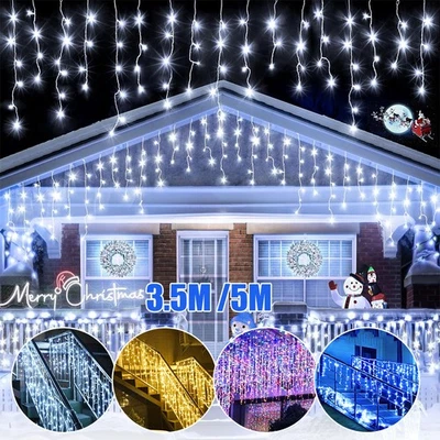 3M/4M/5M LED Icicle Drop Lights Curtain String Lights Wedding Christmas Decor - Image 1 of 4