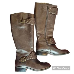 Lauren Ralph Lauren Meveah Lederreitstiefel Gr. 7 gesteppte Riemen Reitsport - Bild 1 von 11