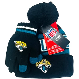 Ultra Game Jacksonville Jaguars Winter Beanie Strickmütze mit Handschuhen Set Damen Neu mit Etikett - Bild 1 von 4