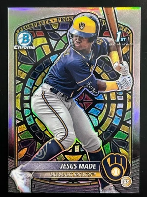 2025 Bowman Baseball BCP-50 Jesus Made 1st Bowman Etched In Glass SSP - READ - Image 1 of 3