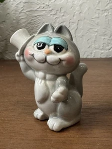 RARE Vintage Porcelain Originals By Erika Cat Top Hat Kitsch MCM - Picture 1 of 10