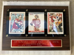 SAN FRANCISCO 49ERS 3 CARD PLAQUE - JOE MONTANA JERRY RICE STEVE YOUNG - Picture 1 of 1