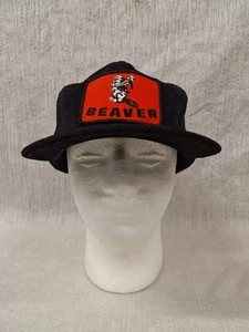 Vintage Beaver Patched Corduroy Snapback Trucker Hat - Picture 1 of 8